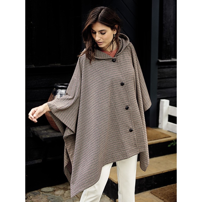 Pattern Poncho cape with a...