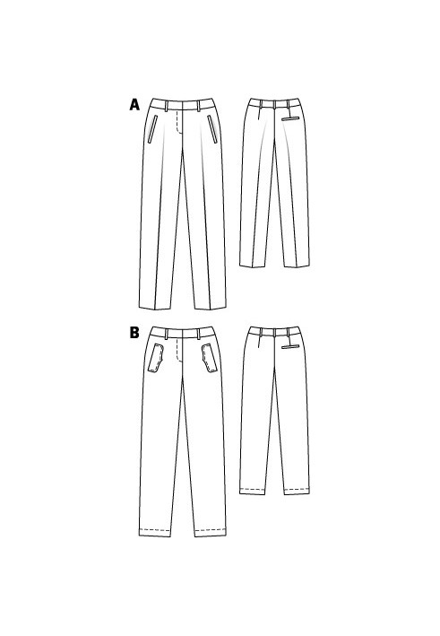 Pattern Pants of straight cut made of elastic twill (Burda 2/2011, pattern number 123 B)