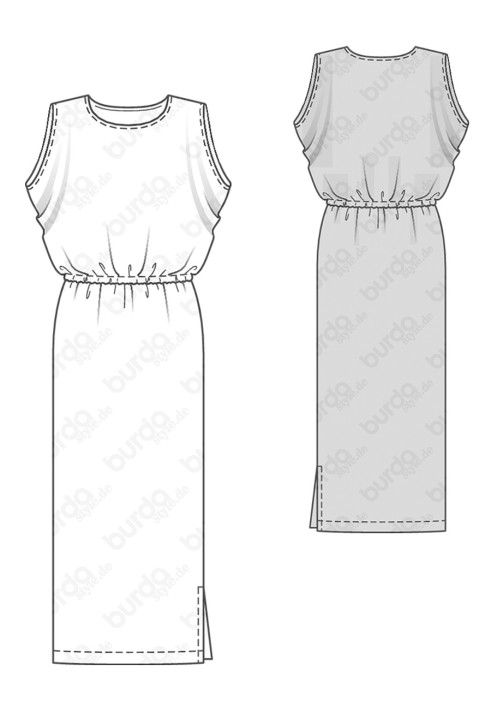 Pattern Knitted maxi dress with an original bodice (Burda 1/2018, pattern number 6414 A)