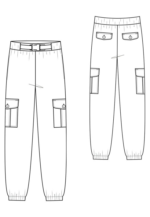 Pattern Cargo pants with an original belt (I love to sew 4/2019, pattern number 112)