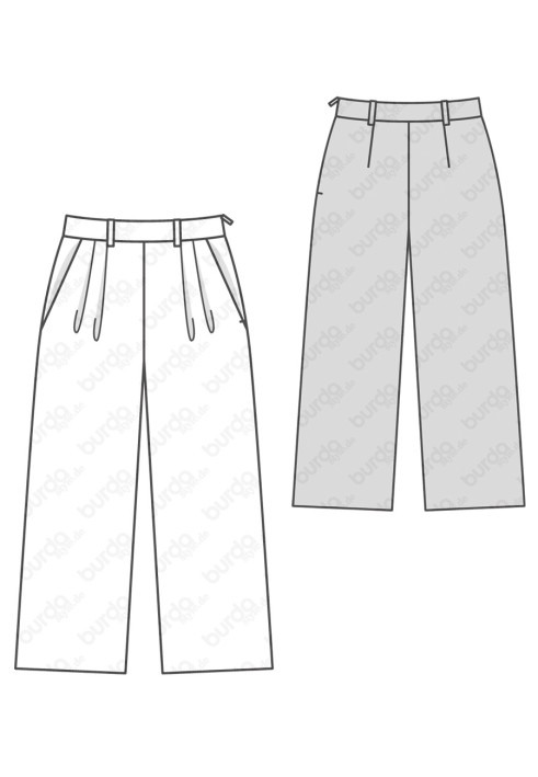 Pattern Culottes with pleats at the waist (Burda 2/2019, pattern number 6286 B)