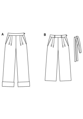 Выкройка Брюки кюлоты со складками у пояса (Burda 2/2019, № выкройки 6286 B)