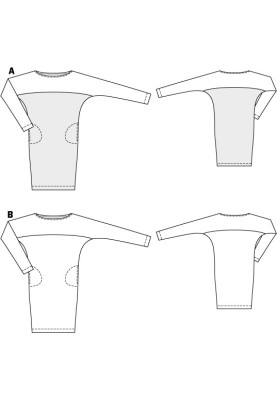 Выкройка Платье трикотажное с цельнокроенными рукавами "летучая мышь" (Burda 4/2011, № выкройки 119 A)