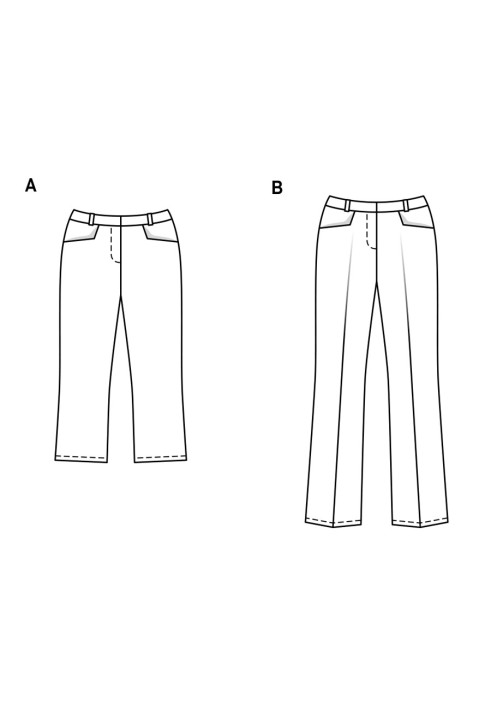 Pattern Pants of a classic cut on a shaped belt (Burda 1/2018, pattern number 6432 B)