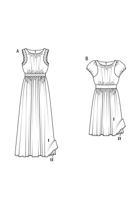 Выкройка Платье отрезное с рукавами-фонариками (Burda 1/2017, № выкройки 6518 B)
