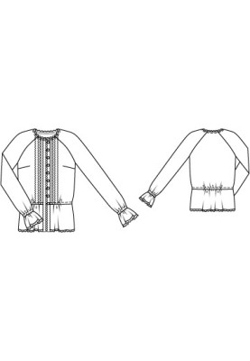 Выкройка Блузка рубашечного кроя с рукавами реглан (Burda 8/2012, № выкройки 128)