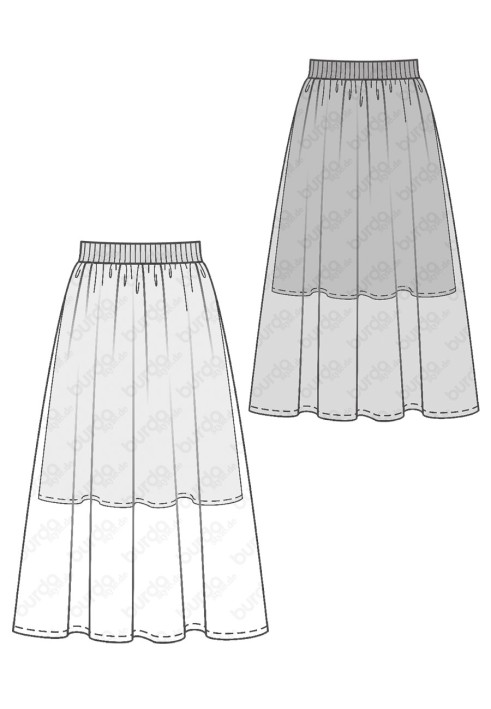 Pattern Midi skirt on a wide elastic belt (Burda 2/2018, pattern number 6357 A)