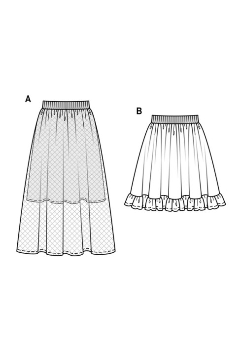 Pattern Midi skirt on a wide elastic belt (Burda 2/2018, pattern number 6357 A)