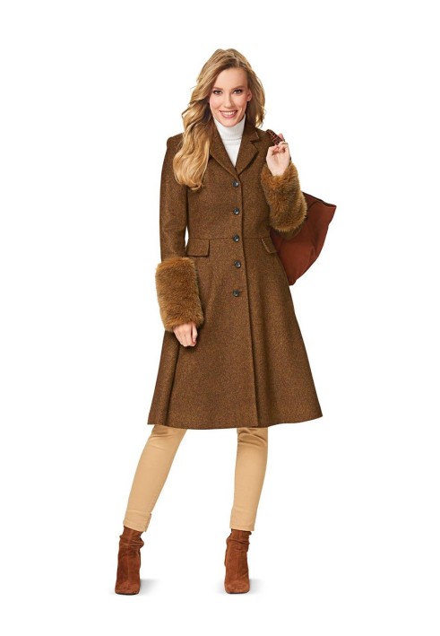 Pattern Cut-off coat with fur lapels on the sleeves (Burda 2/2016, pattern number 6570 A)