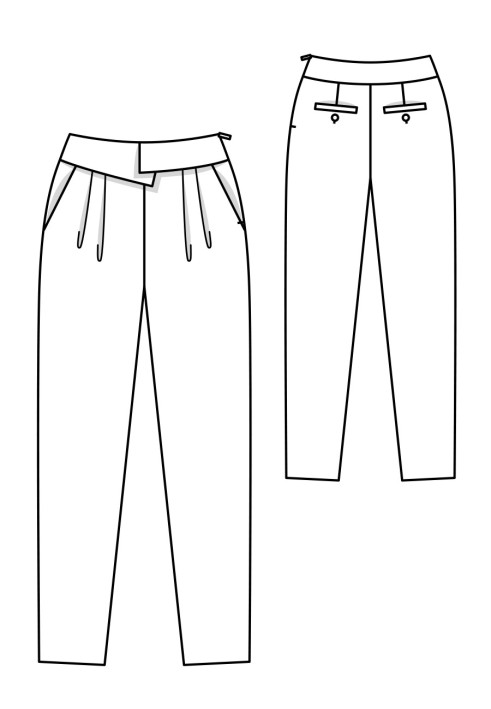 Pattern Pants with curly strips on the waist (Burda 3/2018, pattern number 119 A)