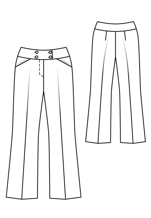 Pattern Flare trousers with a wide belt (Burda 9/2019, pattern number 103)