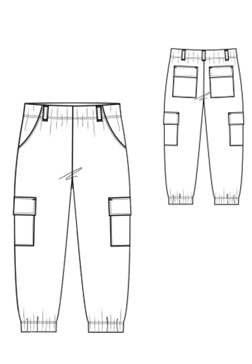 Cargo pants with patch pockets pattern (I love to sew 1/2019, pattern number 126)