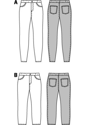 Выкройка Брюки джегинсы трикотажные (Burda 1/2014, № выкройки 6926 A)