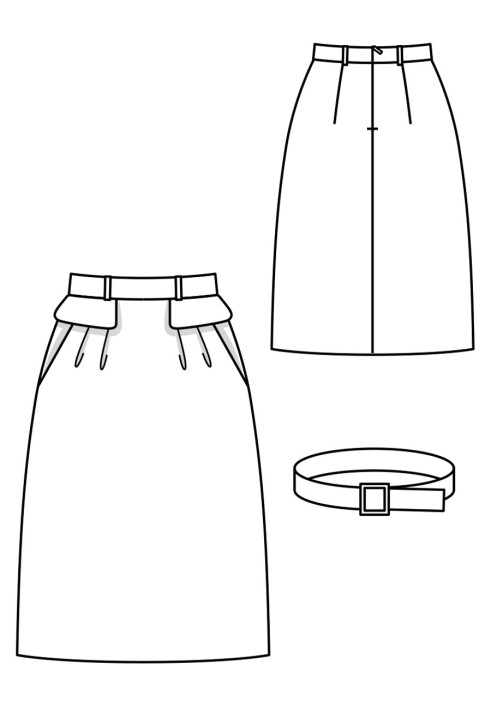 Pattern Midi skirt with rounded side seams (Burda 2/2019, pattern number 107)