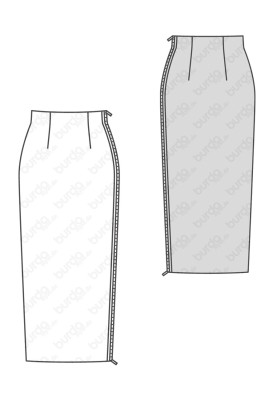 Pattern Narrow cut skirt with high waist (Burda 2/2017, pattern number 6467 A)