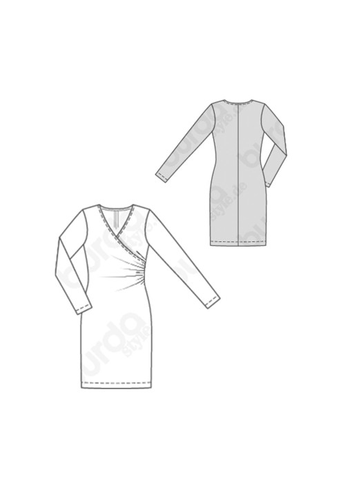 Pattern Knitted dress with a smell and drapes in the side seam (Burda 1/2020, pattern number 6211 A)