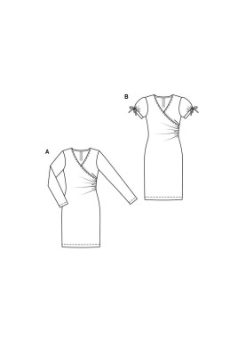 Pattern Knitted dress with a smell and drapes in the side seam (Burda 1/2020, pattern number 6211 A)