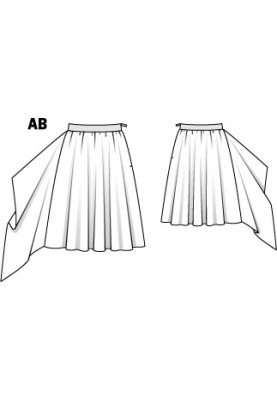 Викрійка Спідниця А-силуету з асиметричним воланом (Burda 12/2012, № викрійки 128 A)