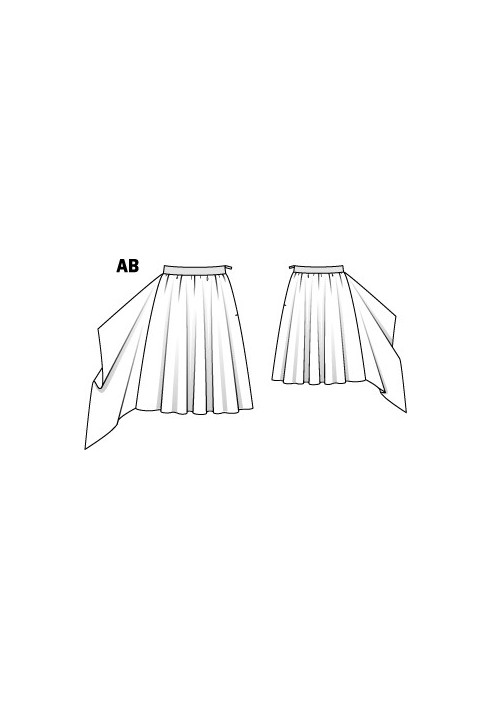 Викрійка Спідниця А-силуету з асиметричним воланом (Burda 12/2012, № викрійки 128 A)