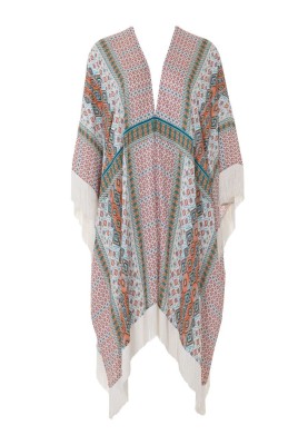 Pattern Poncho decorated with ribbon with fringe (Burda 6/2016, pattern number 127)