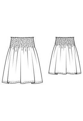 Pattern Skirt with elastic assembly at the waist (Burda 5/2015, pattern number 130)