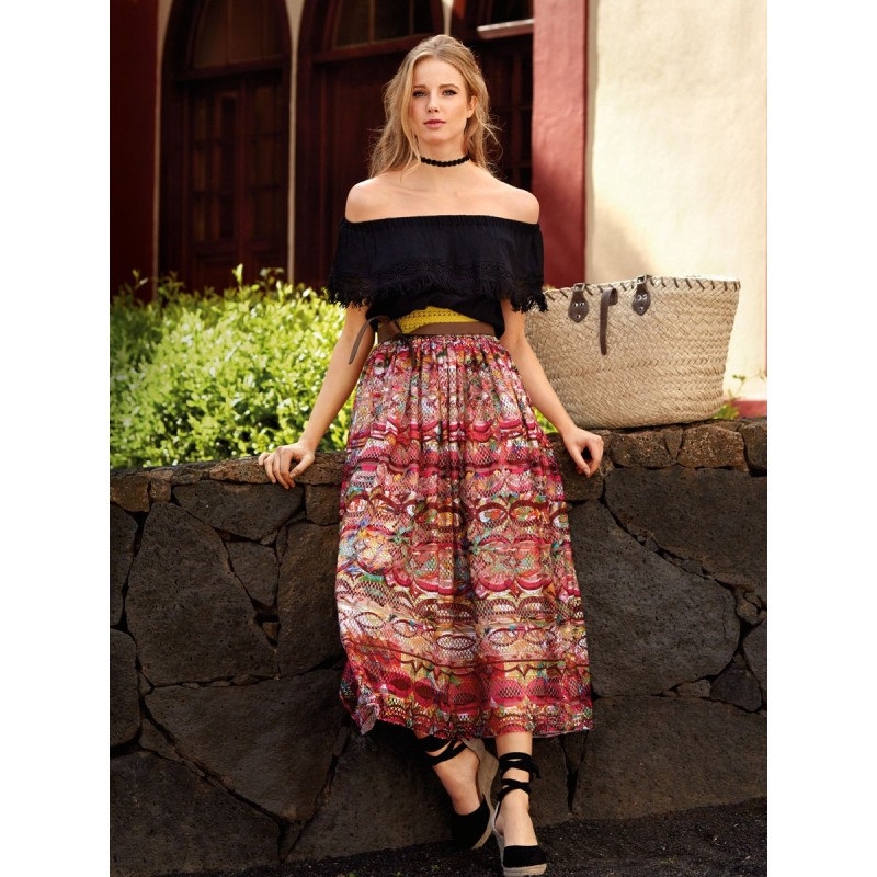 Pattern Long skirt with a...