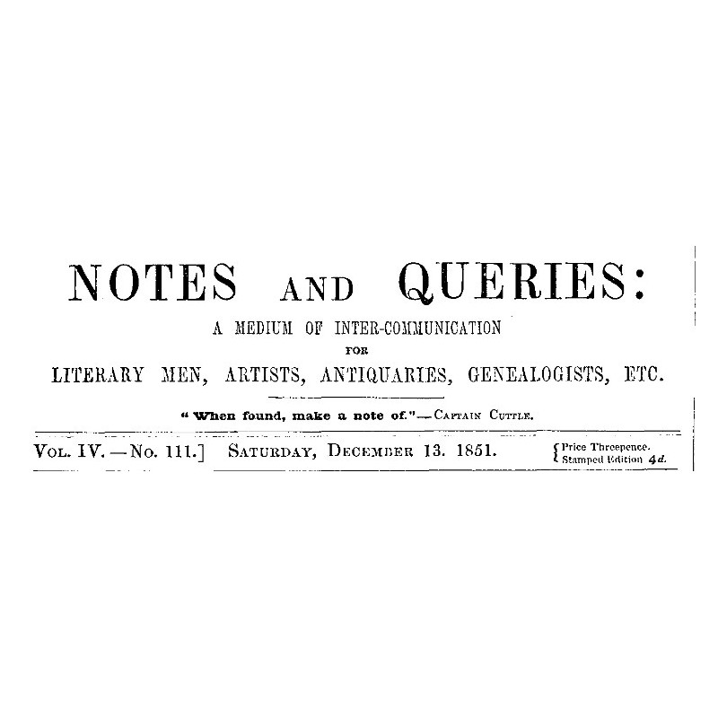 Notes and Queries, Vol. IV,...