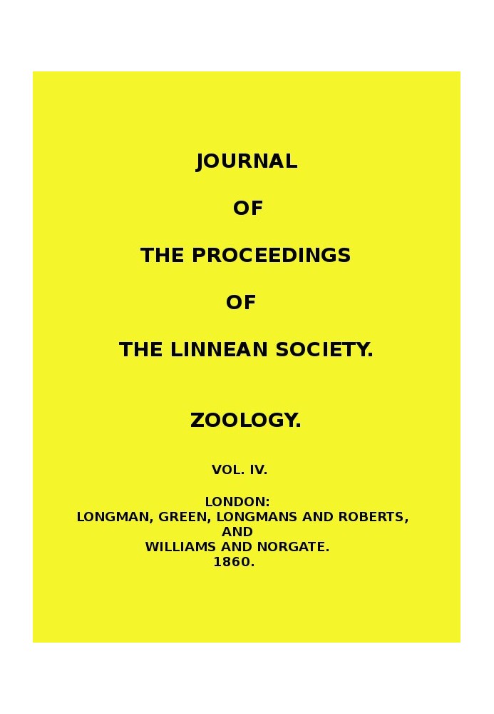 Journal of the Proceedings of the Linnean Society - Vol. 4 Zoology