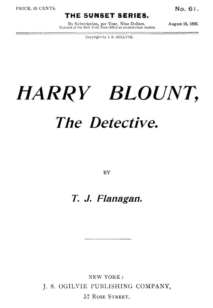 Harry Blount, the Detective; Or, The Martin Mystery Solved