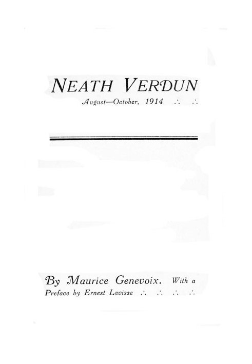 'Neath Verdun, August-October, 1914