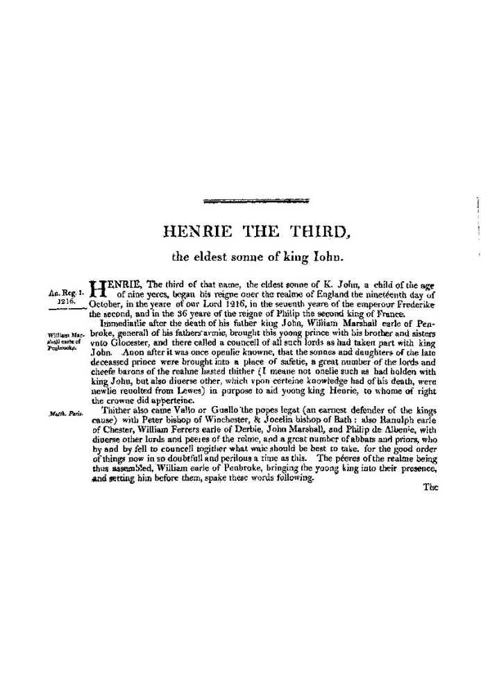 Chronicles of England, Scotland and Ireland (2 of 6): England (08 of 12) Henrie the Third, the Eldest Sonne of King Iohn