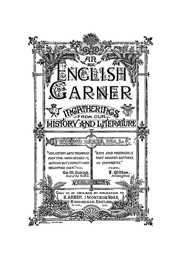 An English Garner: зібрання нашої історії та літератури (4 з 8)