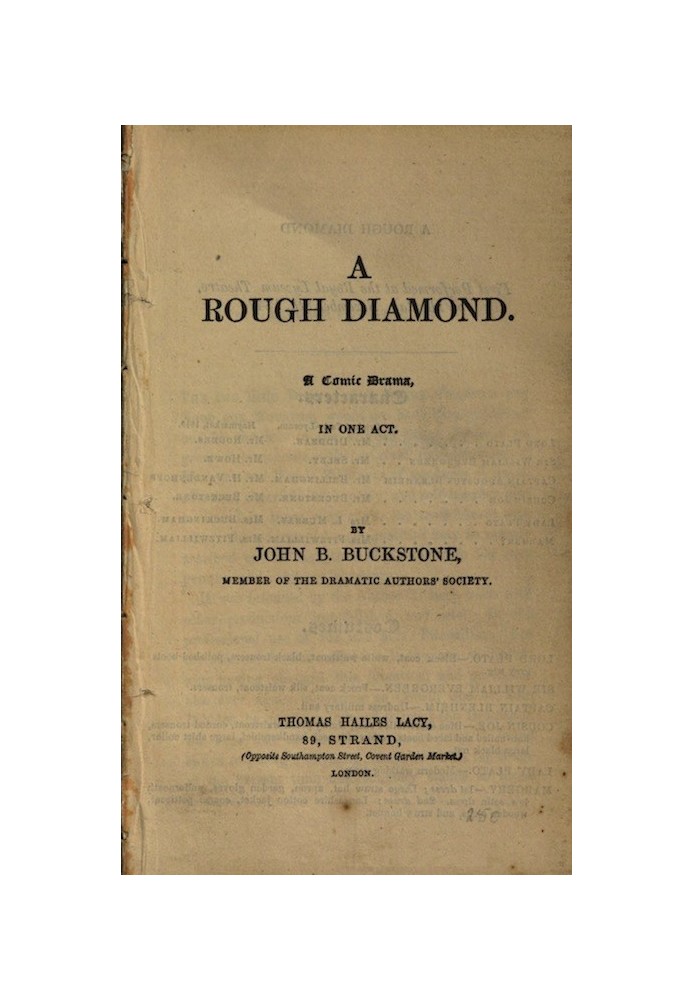 A Rough Diamond: A Comic Drama in One Act