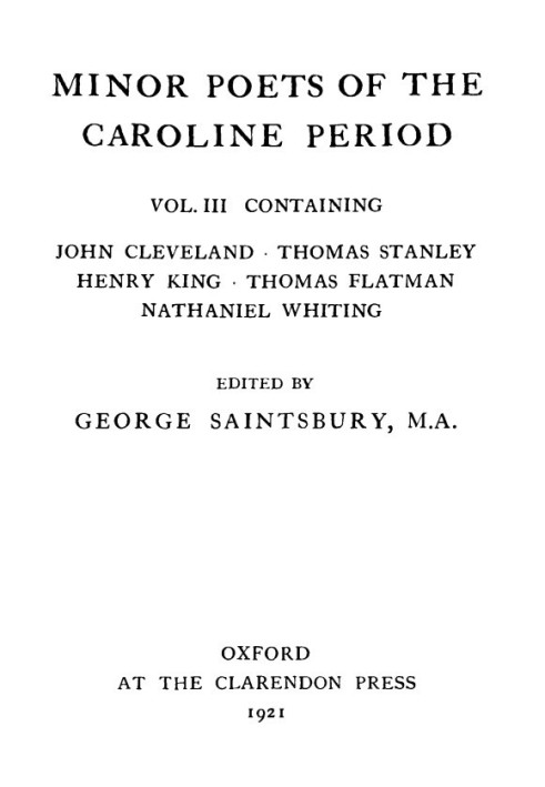 Minor Poets of the Caroline Period, Vol. III