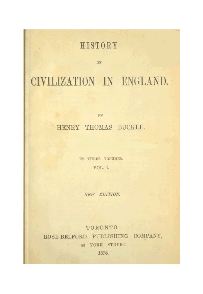 History of Civilization in England,  Vol. 1 of 3