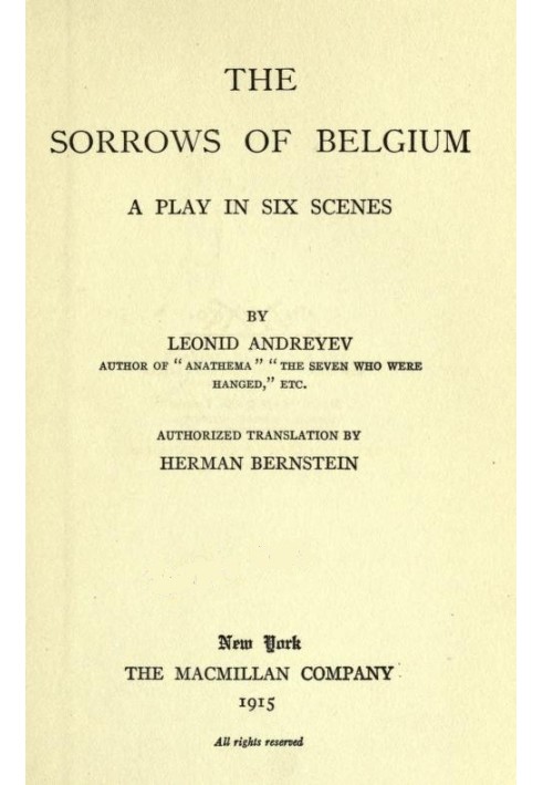 The Sorrows of Belgium: A Play in Six Scenes