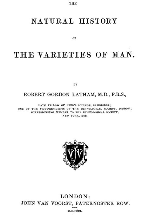 The Natural History of the Varieties of Man