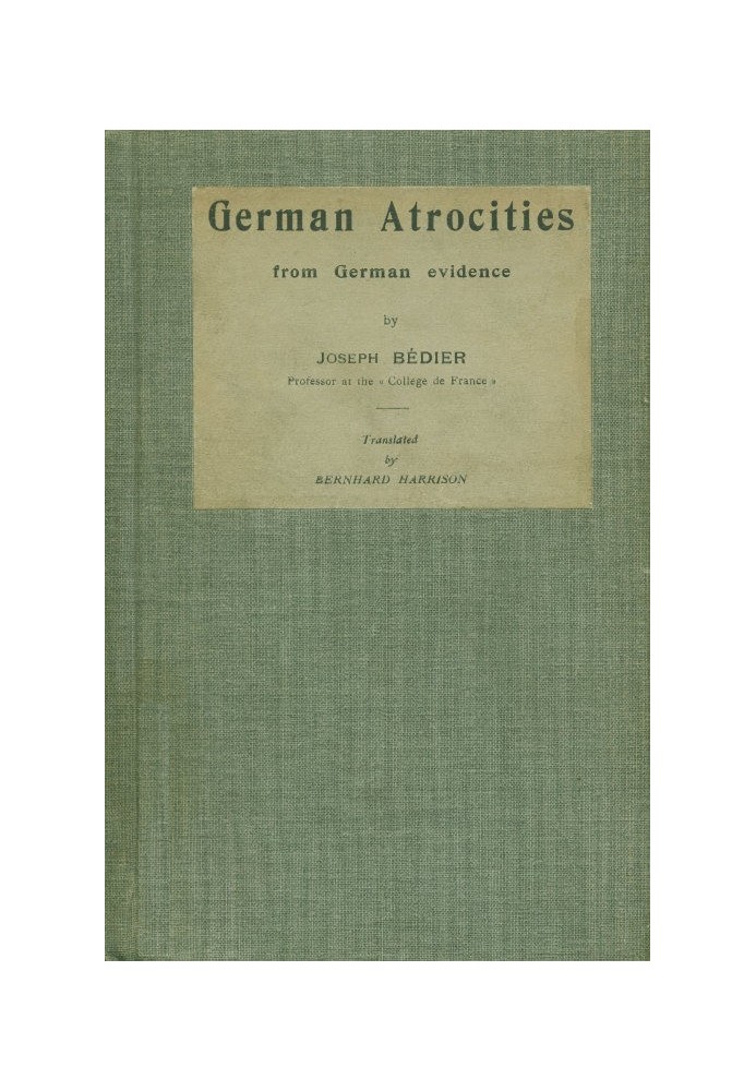 German Atrocities from German Evidence