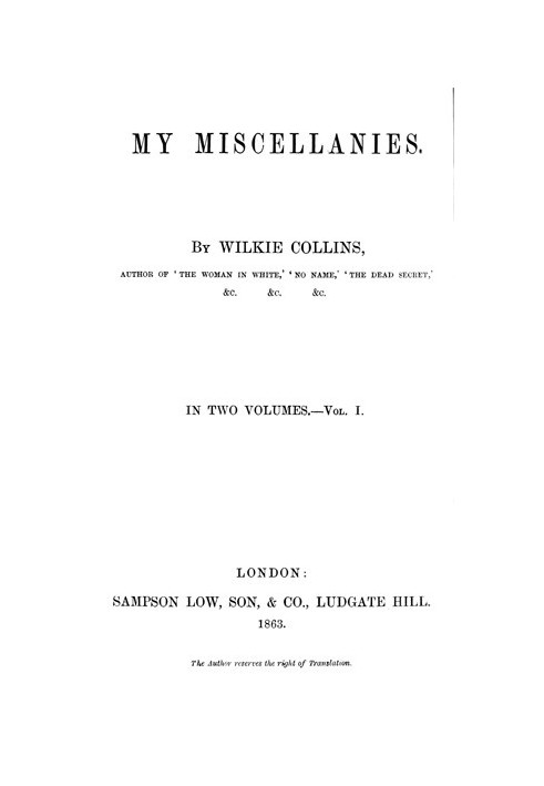 My Miscellanies, Vol. 1 (of 2)