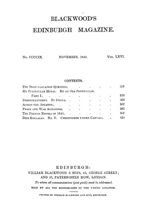 Blackwood's Edinburgh Magazine, Vol. 66, No 409, November 1849