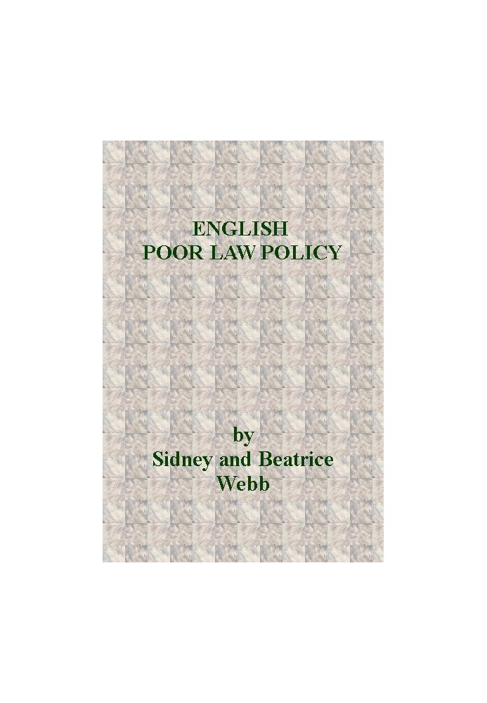 English Poor Law Policy