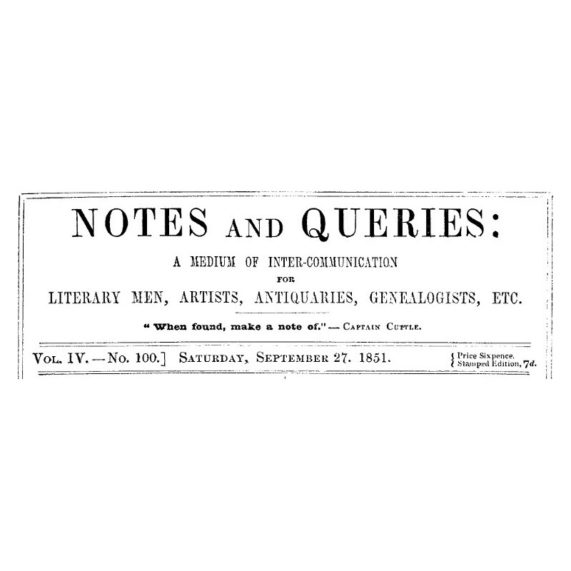 Notes and Queries, Vol. IV,...