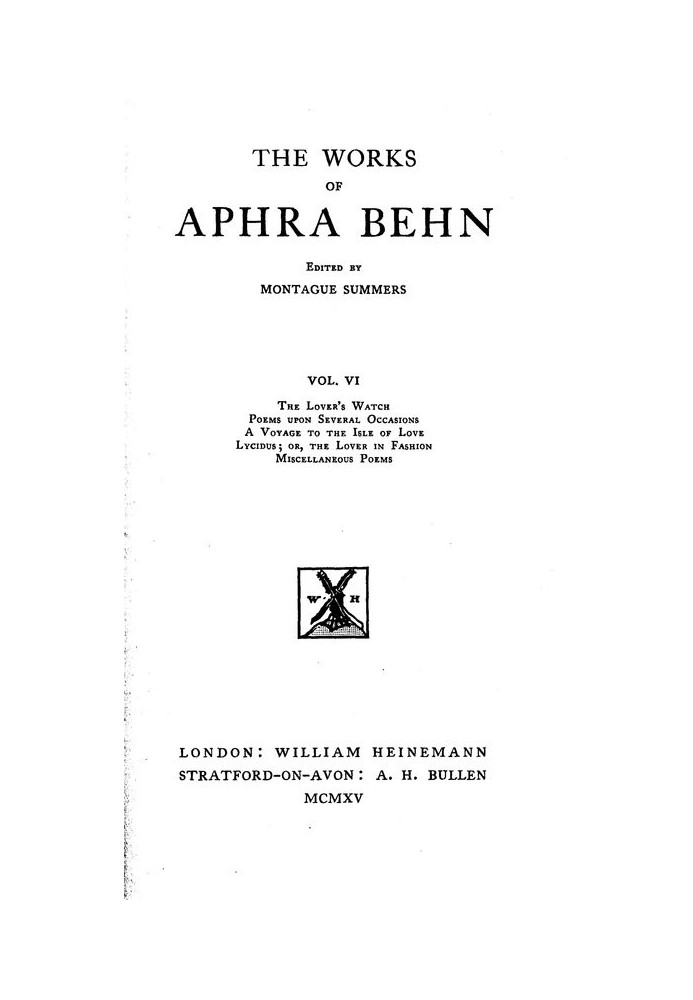 The Works of Aphra Behn, Volume VI