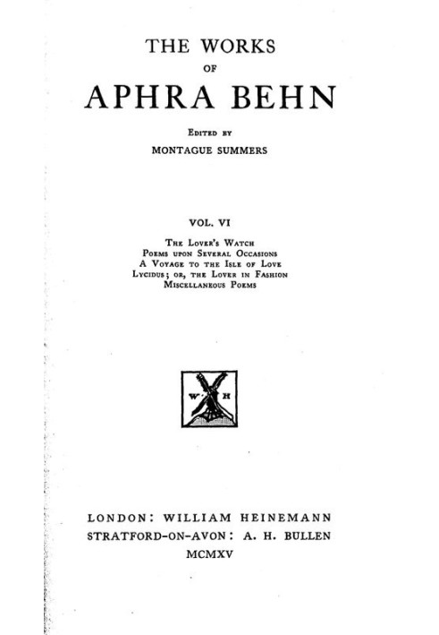 The Works of Aphra Behn, Volume VI