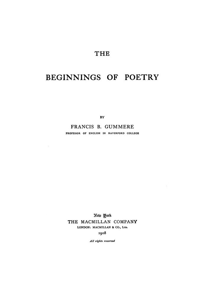 The Beginnings of Poetry