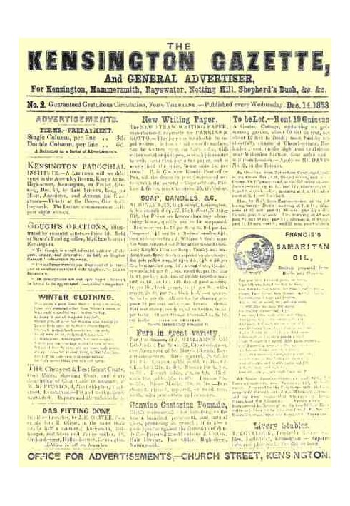 Кенсінгтонська газета, № 2, 14 грудня 1853 р