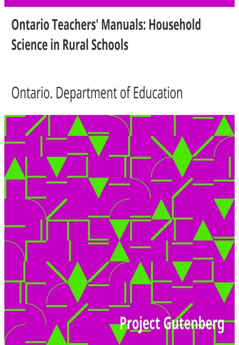 Ontario Teachers' Manuals: Household Science in Rural Schools