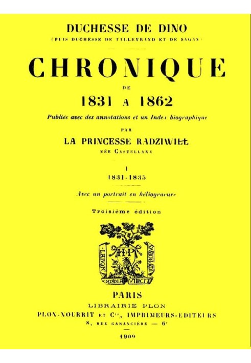 Хроніка з 1831 по 1862 рік, том 1 (з 4)