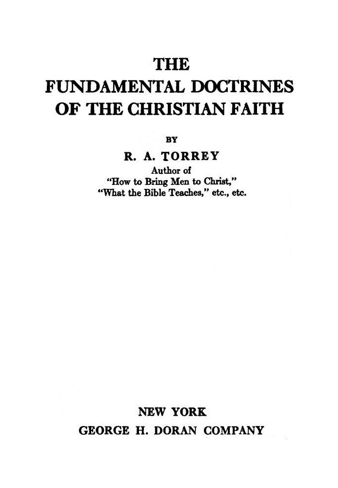 The Fundamental Doctrines of the Christian faith