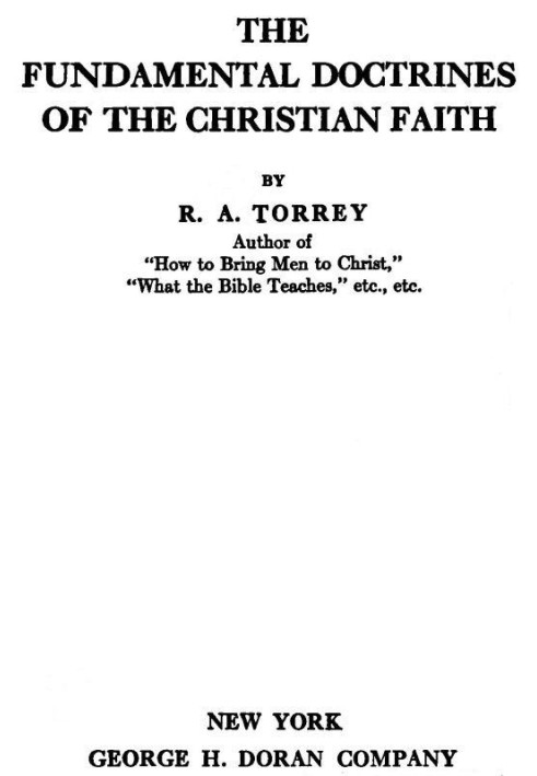 The Fundamental Doctrines of the Christian faith